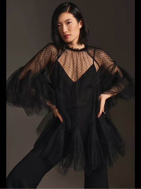 Anthropologie Dresses & Skirts - Anthropologie Maeve Black Polka Dot Tulle Layer